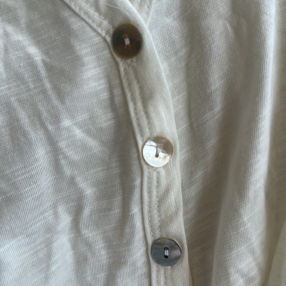 Full circle Asymmetrical Summer Dress New Off White color Natural fabric V front - Picture 8 of 12